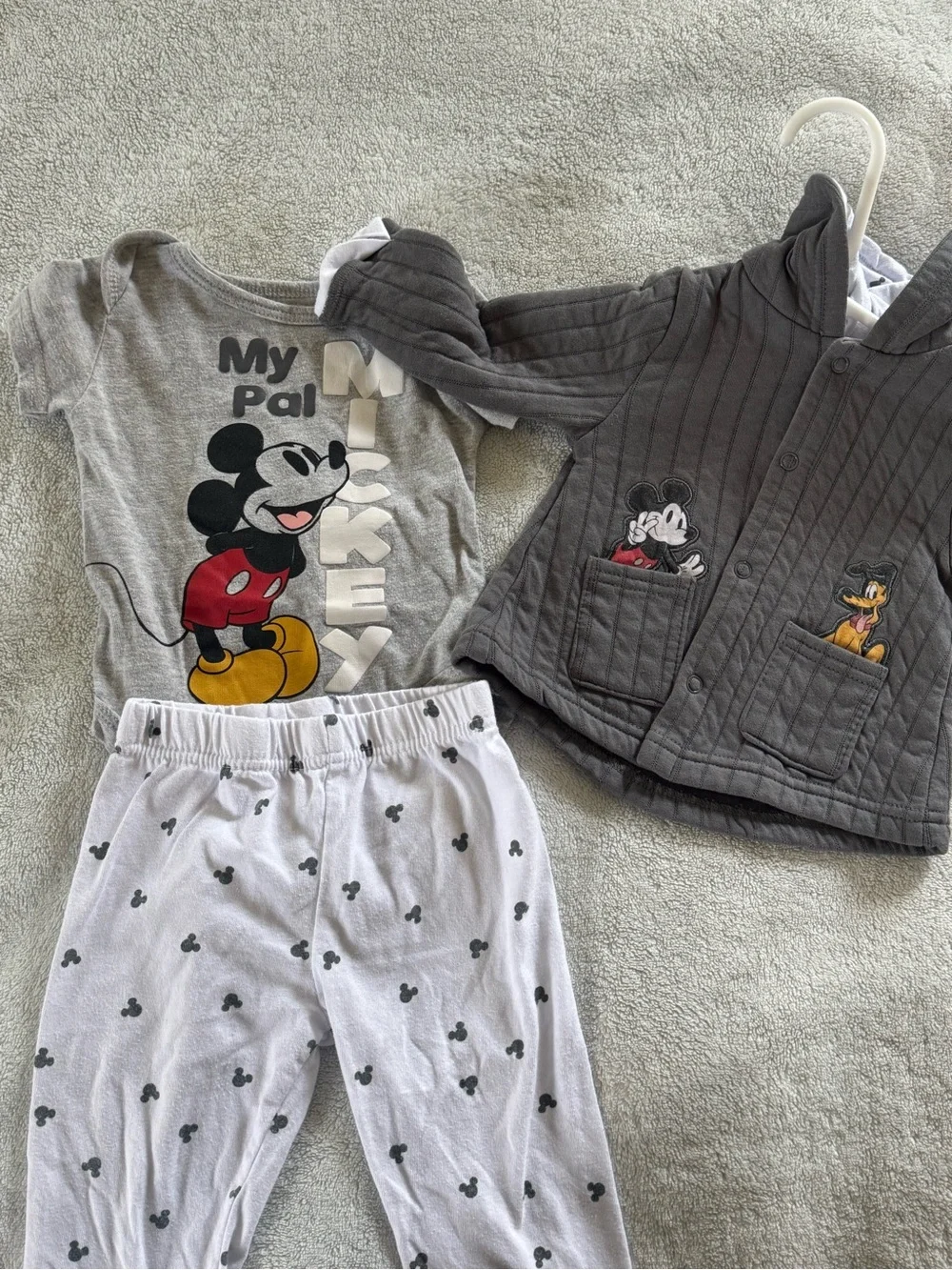 Disney Baby Mickey Mouse Matching Set - Gray, Blue, Cream
